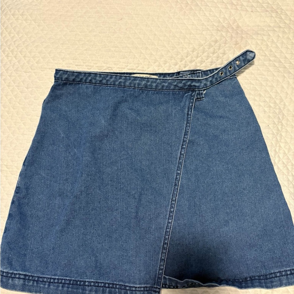 Blue Denim Wrap Skirt